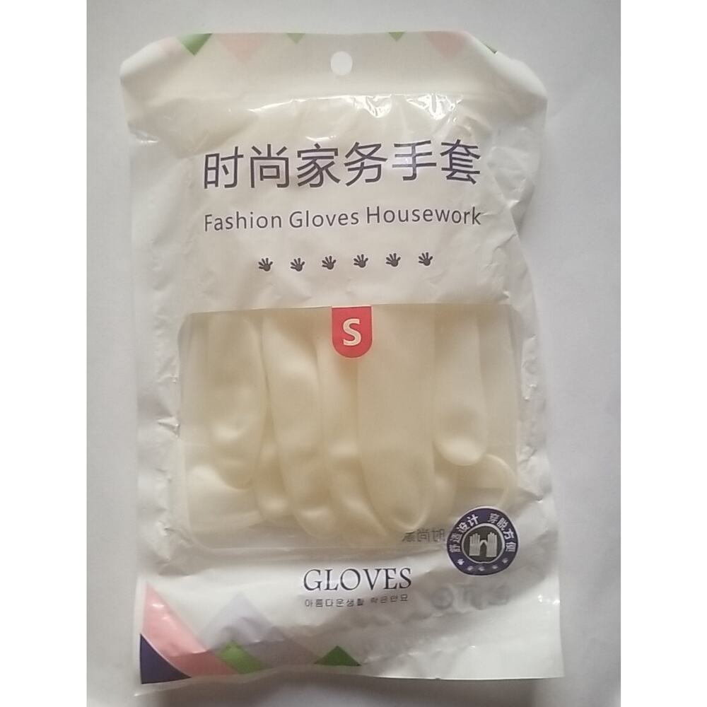 1 Household Dish-Washing Rubber Fashion Gloves Latex Waterproof Housework -S